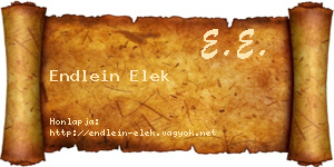 Endlein Elek névjegykártya